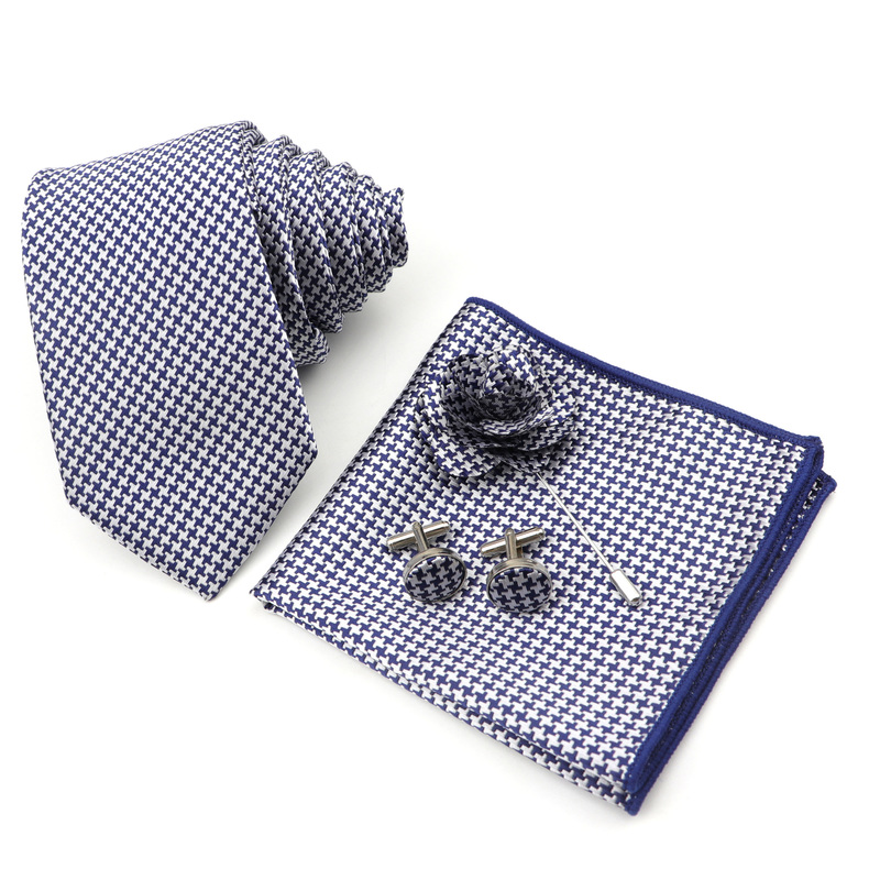 

Men's Tie Handkerchief Cufflinks Corsage Set 7cm Polyester Striped Narrow Ties 4 pcs Suits 220409