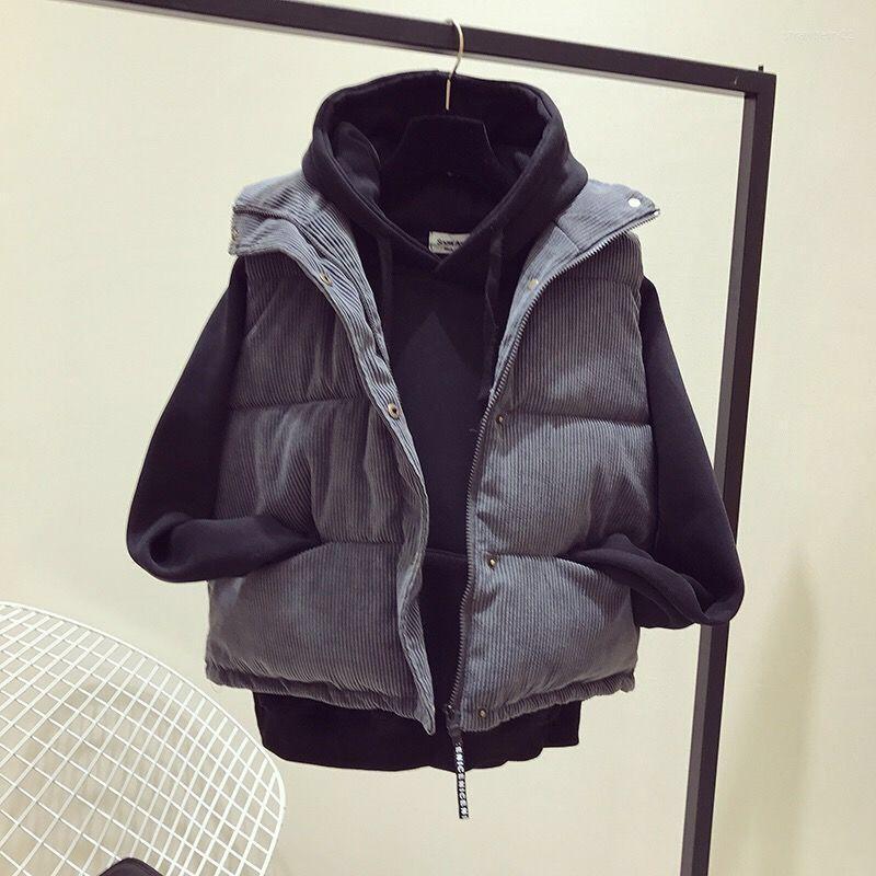 

Women' Vests Yard Corduroy Women 2022 Thickened Short Loose Korean Students College Wind Waistcoat Cotton-padded Jacket Vest Coat Tide Stra, Beige