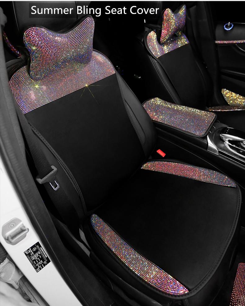 

Car Seat Covers Automobiles For Cars Universal Full Set Girly Bling Interior Accessories Women Cushion Vintage Classic SummerCar