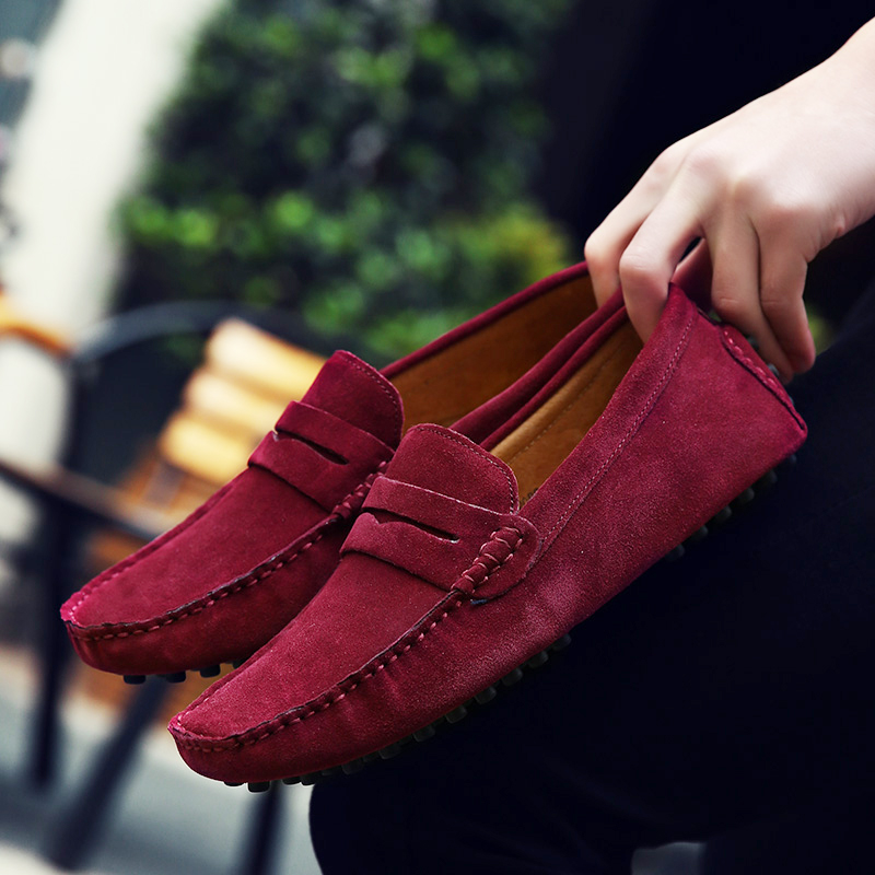 

Plus Size 49 Men Loafers Soft Moccasins High Quality Genuine Leather Shoes Men Warm Flats Driving Shoes Suede Italian Boat Shoes, Royal blue