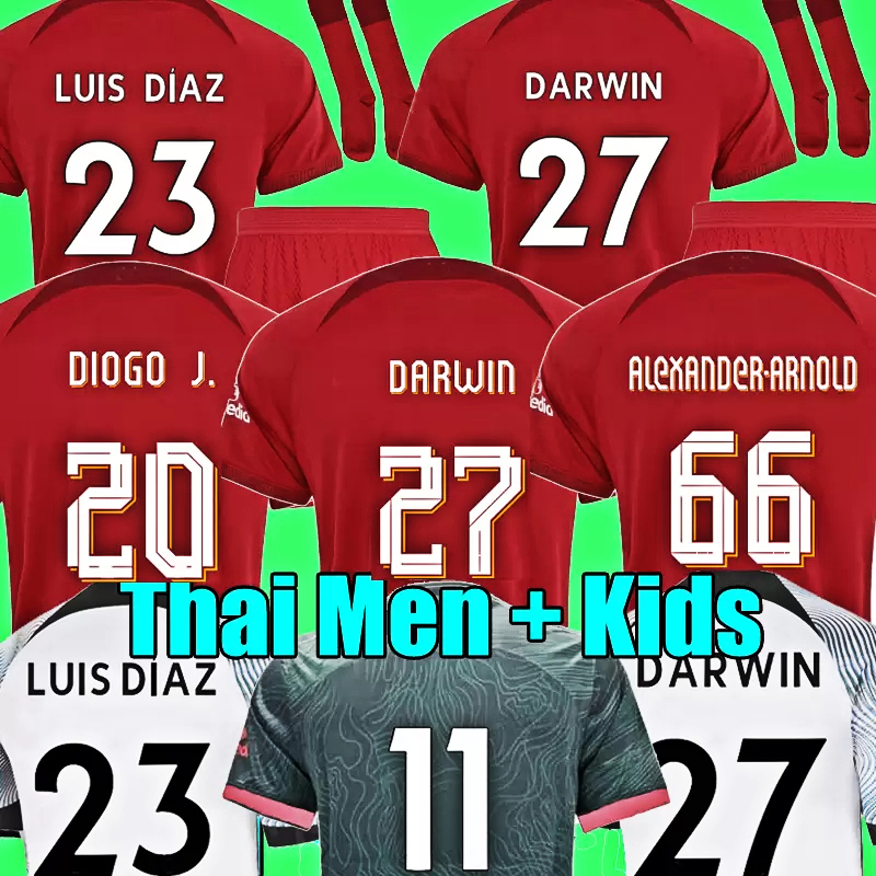 22 23 Saison à la maison loin du 3e Darwin Soccer Jerseys 2022 2023 Mohamed Diogo Luis Diaz Alexander Arnold Kit de football Tops Shirts Men Kids