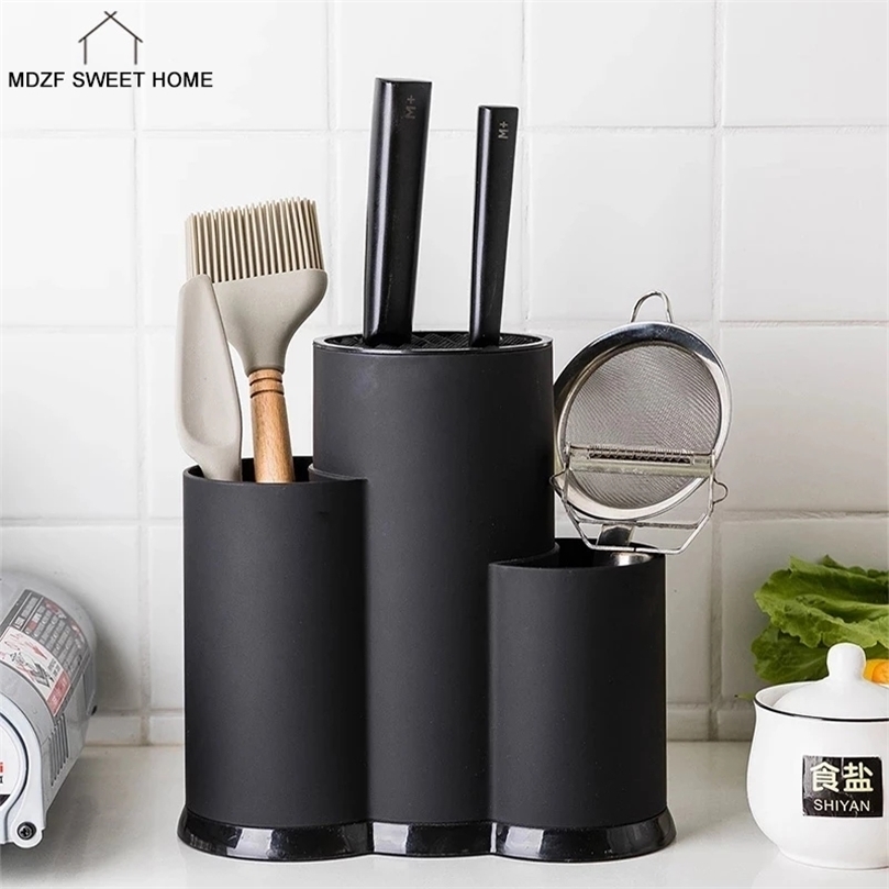 

MDZF SWEETHOME Multi-Function Utensil Holder Knife Block PP Flatware Drainer Storage Box Spoon Fork Kitchen Organizer Rack 220418