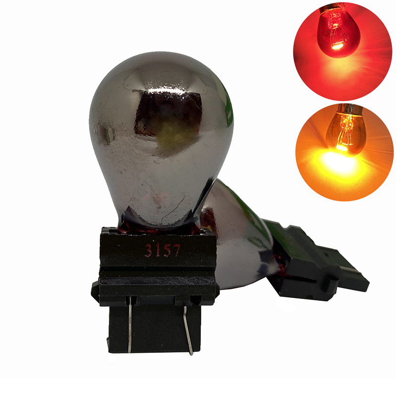 

New 1pcs T25 3157 12V 21/5W Silver Chrome Car External Turn Signal Bulb Halogen Lamp Brake Light Amber red Taillight