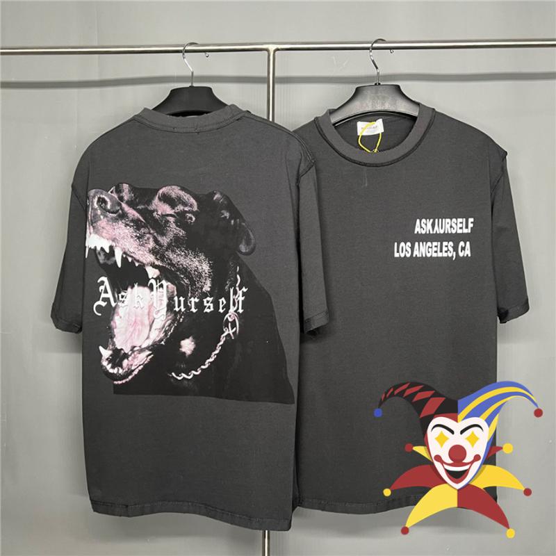 T-shirts pour hommes Vintage ASKYURSELF Los Angeles T Shirt Hommes Femmes Roar Dog Tee Loose Fit Tops Short SleeveMen's