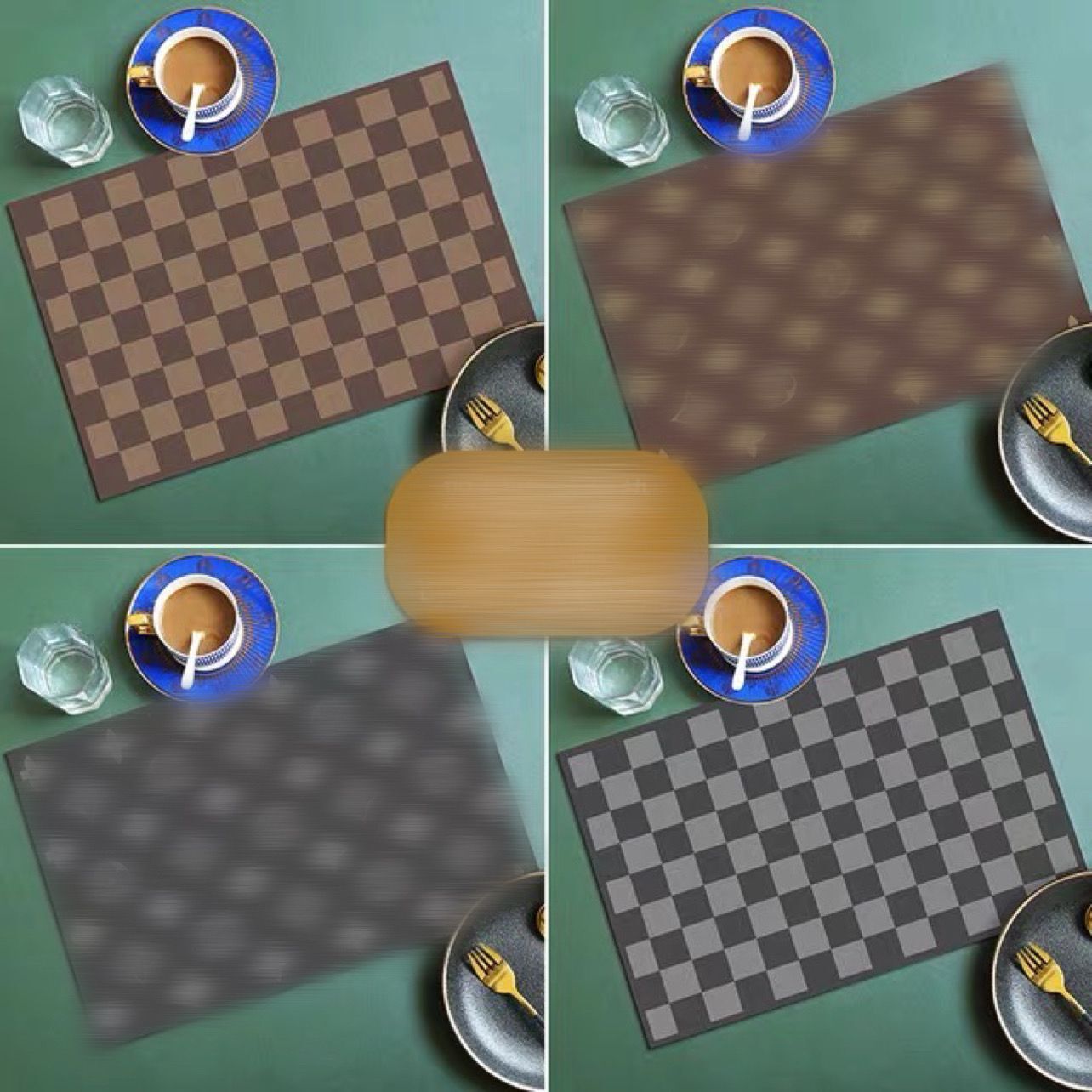 

Signage classic Placemat Pads signage Old Flower and Rope Pattern Design Printed PU fabric Mat Pad 11 color for dinner party home hotel cafe Table Decoration