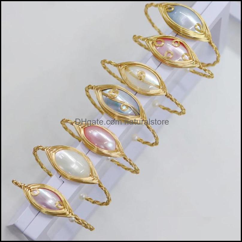 

Beaded Strands Bracelets Jewelry Original Design 14K Gold Flled Mabe Pearl Bracelet Handmade Bangle For Women Girl Wedding Gift Christmas 1