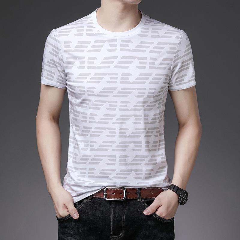 

Men's T-Shirts High Quality Luxury Mulberry Silk Men's Short-sleeved T-shirt Fashion Round Neck Graphic T Shirts, Gray
