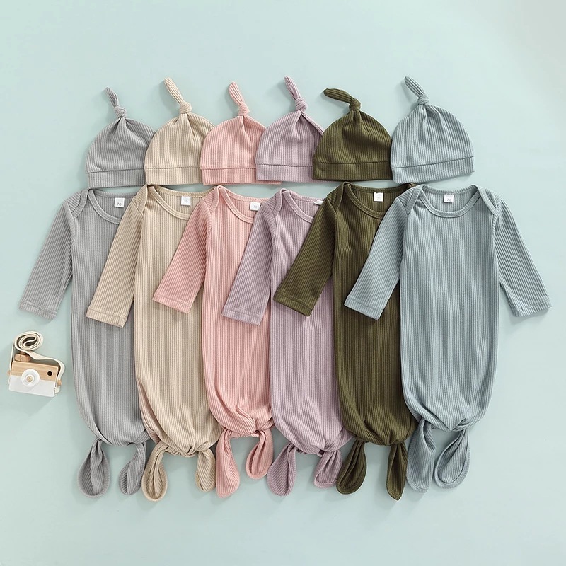 

Clothing Sets Newborn Baby Boys Girls Sleeping Bag with Hat Solid Cotton Swaddle Wrap Envelope Infant Kids Receiving Blanket Bedding Clothes, Mixed colors