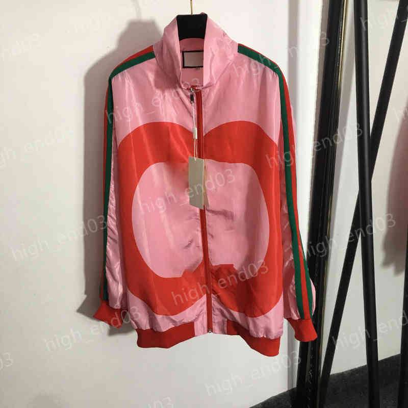 

Luxury Designer Womens Jackets Large G Letter Print Striped Webbing Edge Stand Collar Zipper Trench Coat Fashion Brand Jacket Tops Women Clothing