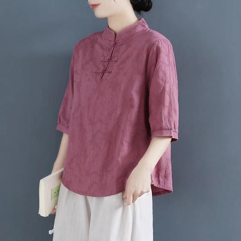 

Ethnic Clothing Summer Traditional Chinese Women's Tang Hanfu Spring Autumn Shirt Blouse Loose Leisure Top Vintage T-shirt ServiceEthnic