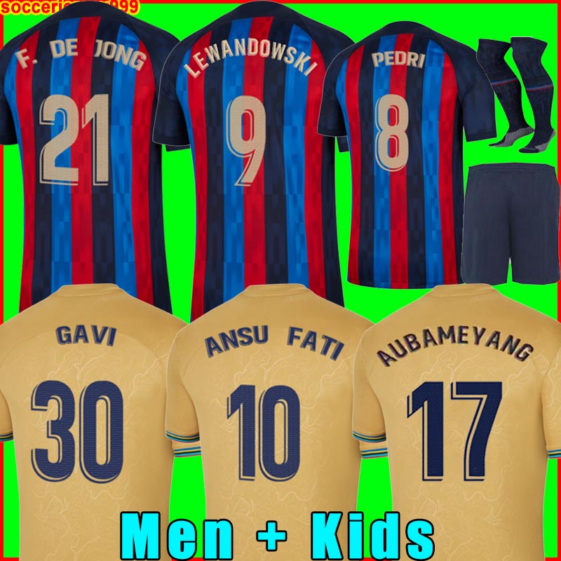 

ANSU FATI PEDRI Camisetas de football soccer jersey 21 22 23 LEWANDOWSKI MEMPHIS GAVI ADAMA FERRAN RAPHINHA 2022 2023 barcelonas F. DE JONG DEST shirt men kids kit, Purple