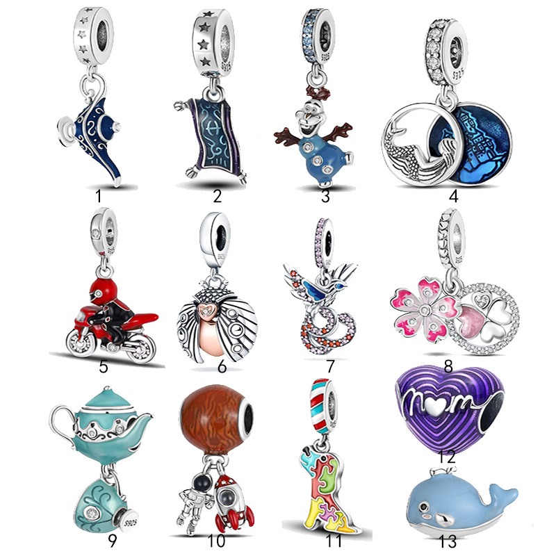 

Fits Pandora Bracelets 20pcs Mermaid Teapot Fish Astronaut Rocket Dog Silver Charms Bead Pendant Wholesale Diy European Sterling Necklace Jewelry Women