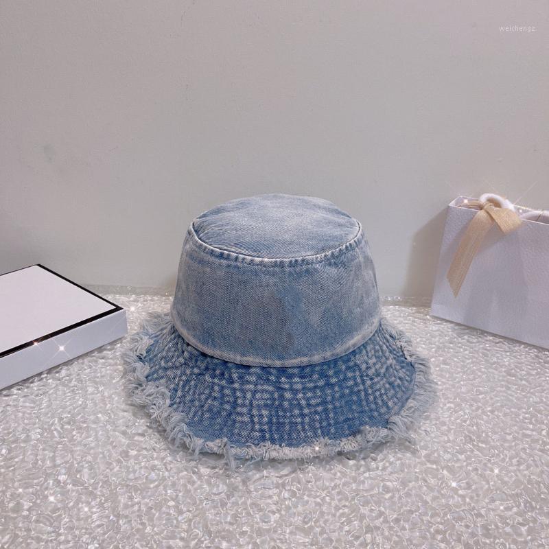 

Bucket Hat Woman Wide Brim Hats Summer Denim Material Luxury Designer