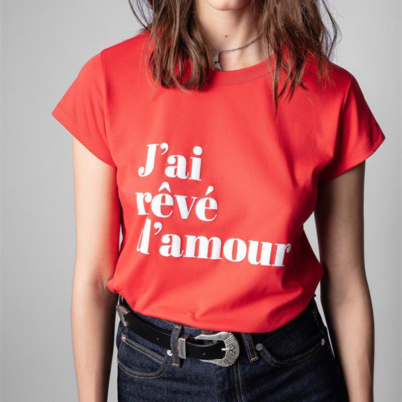 

Women's T-Shirt Women Summer Tshirts Zv Fashion Print Letter Woman Spring Zadig Voltaire Casual T Shirt For, Color 1