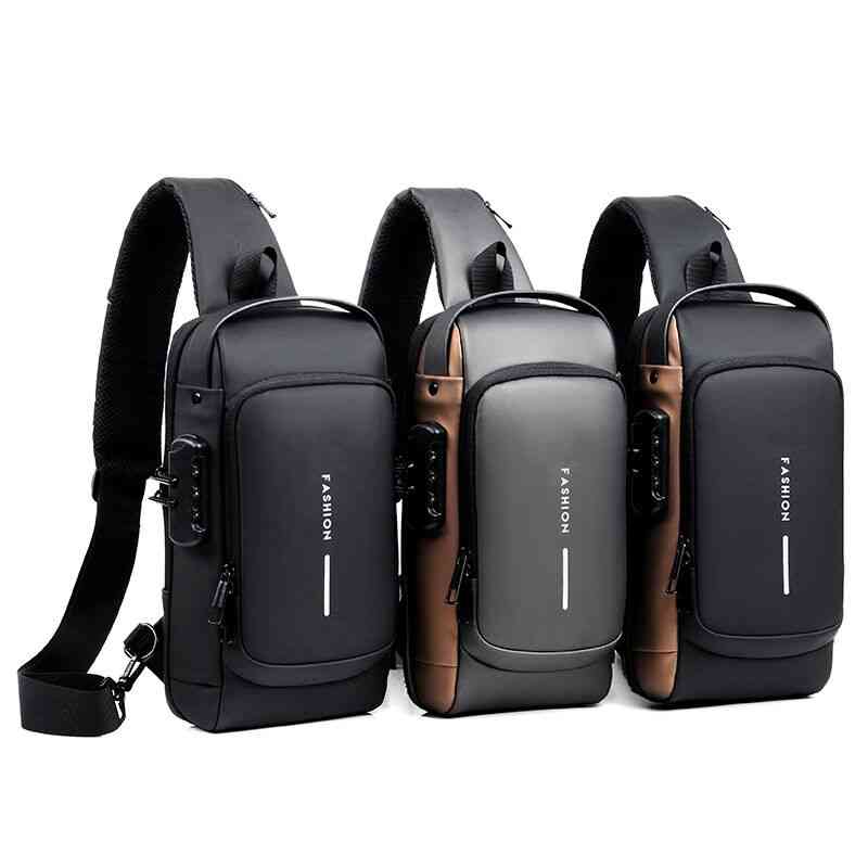

Men Multifunction Anti-theft Usb Shoulder Crossbody Travel Sling Messenger Pack Chest Bag for Male Luxury Brand, Black
