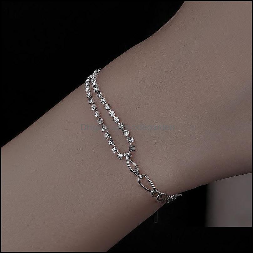 

Bangle 925 Sterling Sier Double Layer Geometric Chain Zircon Bead Charm Bracelet For Women Wedding Party Korean Jewelry Gi Bdegarden Dhnce