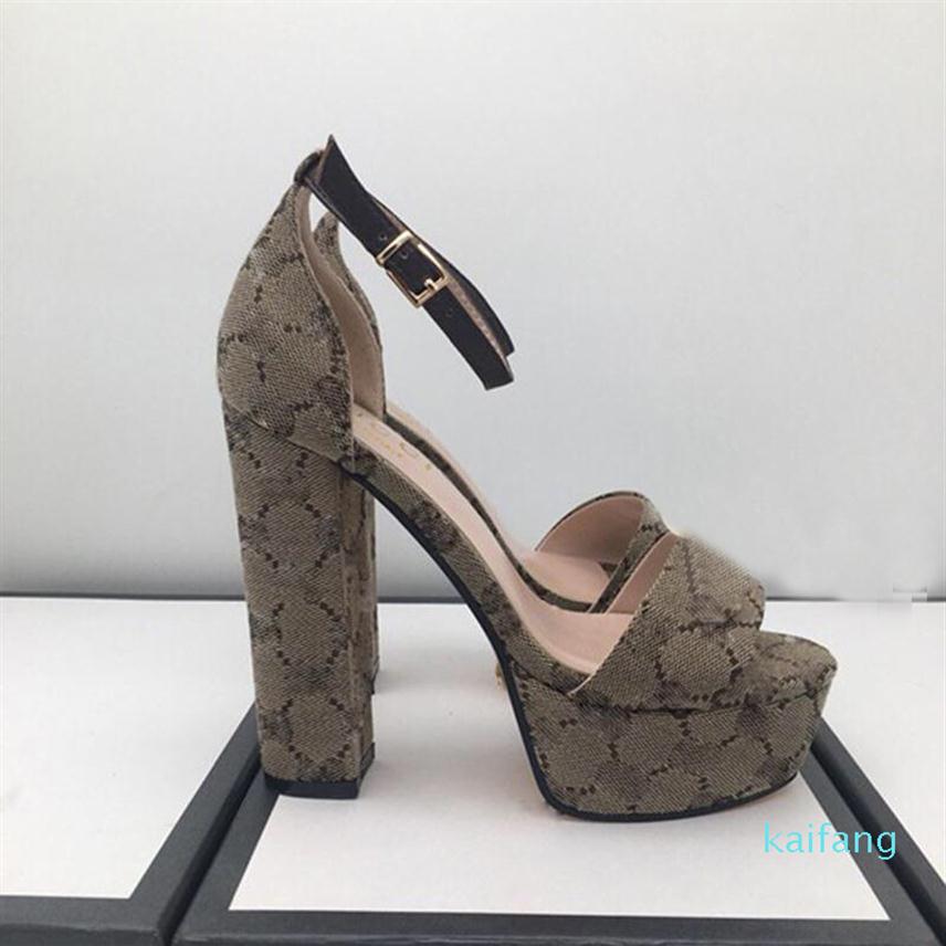 

2021 famous brand womens high heeled sandals top designer fashion printing 13cm women shoe outdoor lawn antiskid wear resistant la239D, Blue