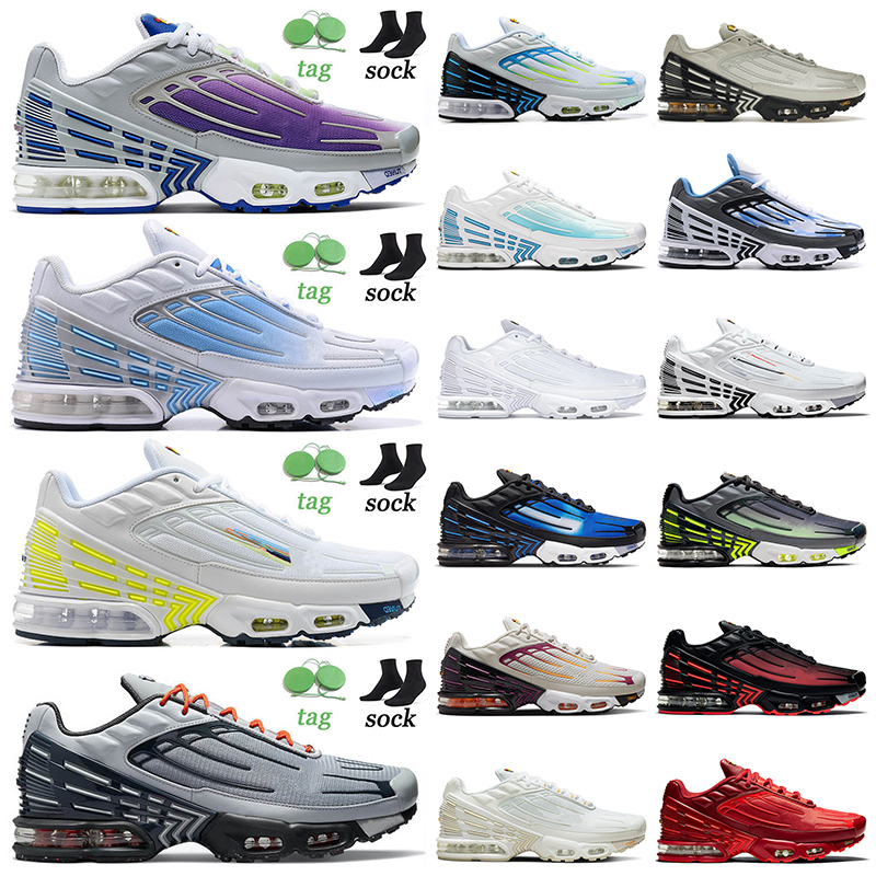 

WITH BOX designer Mens Women Top Quality Running Shoes Tn 3 Plus III Tuned Sneakers Purple Grey Yellow Bone Black Laser Blue Triple White Multi Neon Radiant Red Crimson, A1 all white with white 36-46