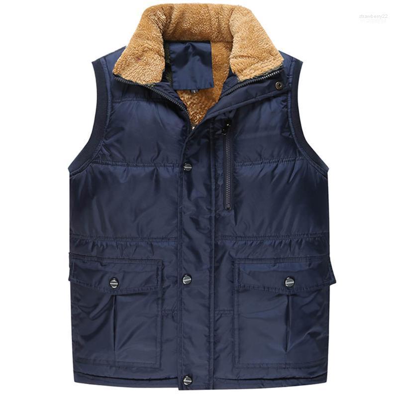

Men's Vests Autumn Winter Fashion Men Parka Vest Coats Warm Thick Cotton Jacket Male Plus Size 6XL Sleeveless Clothing1 Stra22, Black