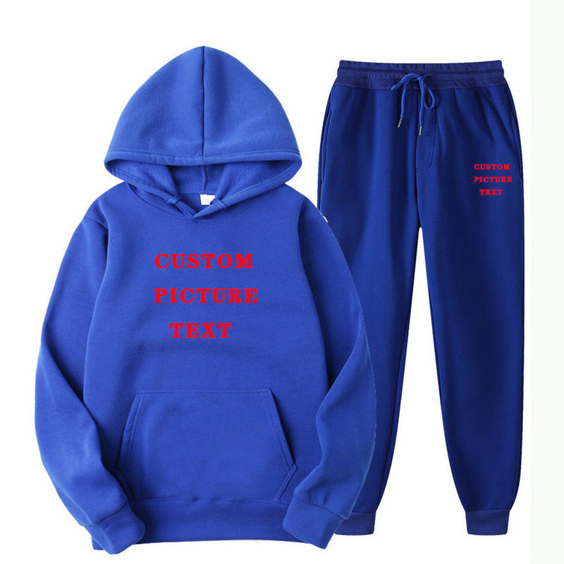 

Custom Men Women Tracksuit 2 Pieces Suits Hoodies Jogger Winter Sportwear Sets Hooded Pants Hip Hop Sports Men's Clothing 220615, Black1