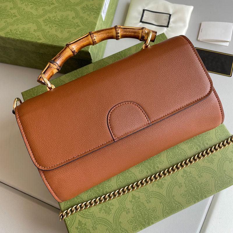 

Bamboo Handle Handbag Women Chain Crossbody Bag Shouolder Handbags Gold Hardware Real Leather Purse FLap Wallet Multi Compartment, Green