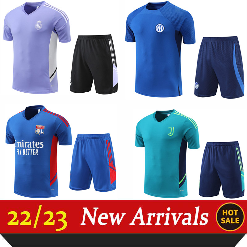 

2022-2023 Mens tracksuit juven tus Lyon inter training suit shirt and short AC real white