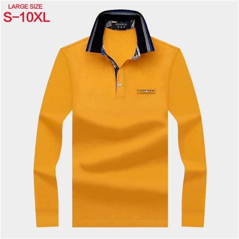 

Men's Polo Shirt Long Sleeve Lapel Paul Shirt Pocket Cotton T-shirt Loose Large Business Casual Men's Wear 220423, Blue