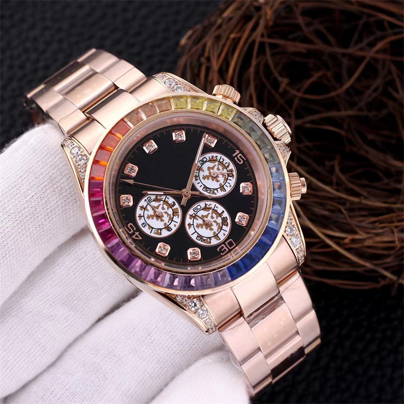 

lmjli-Montre de luxe Mens Automatic Mechanical Watches 40mm Full Stainless steel Rainbow Diamond Bezel Wristwatches Swimming Watch for men super Luminous, Tool