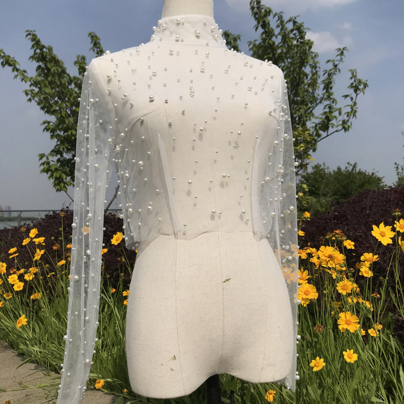 

Pearls Vintage Bolero Bridal Wraps and Jackets Long Sleeves, Ivory