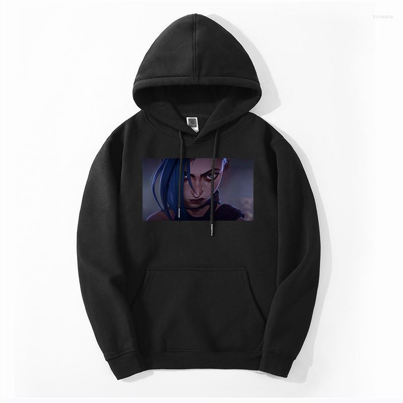

Men's Hoodies & Sweatshirts Arcane Anime Cartoon Jinx Winter Men's Fleece Cool Hoodie Tracksuit Big Size Powder ClothesMen's Trix22, Black solid