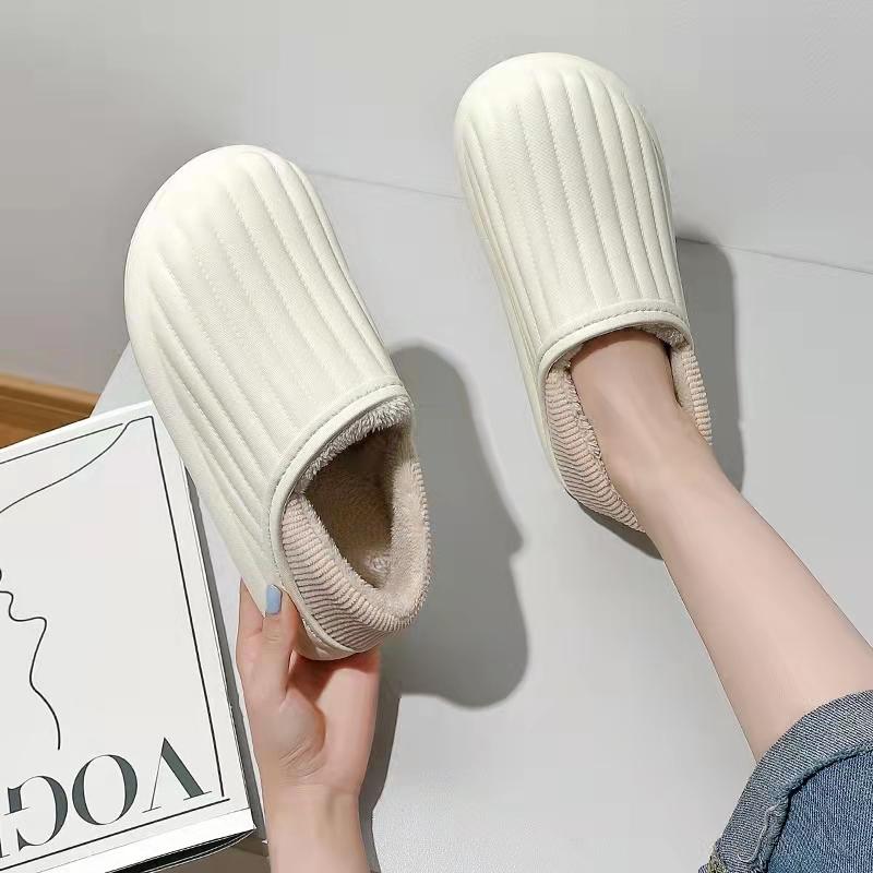 

Slippers Waterproof Warm Plush Women Winter 2022 Fashion Indoor Thick Shoes Couples Home EVA Dual Purpose Light Outside SlippersSlippers, D-pink