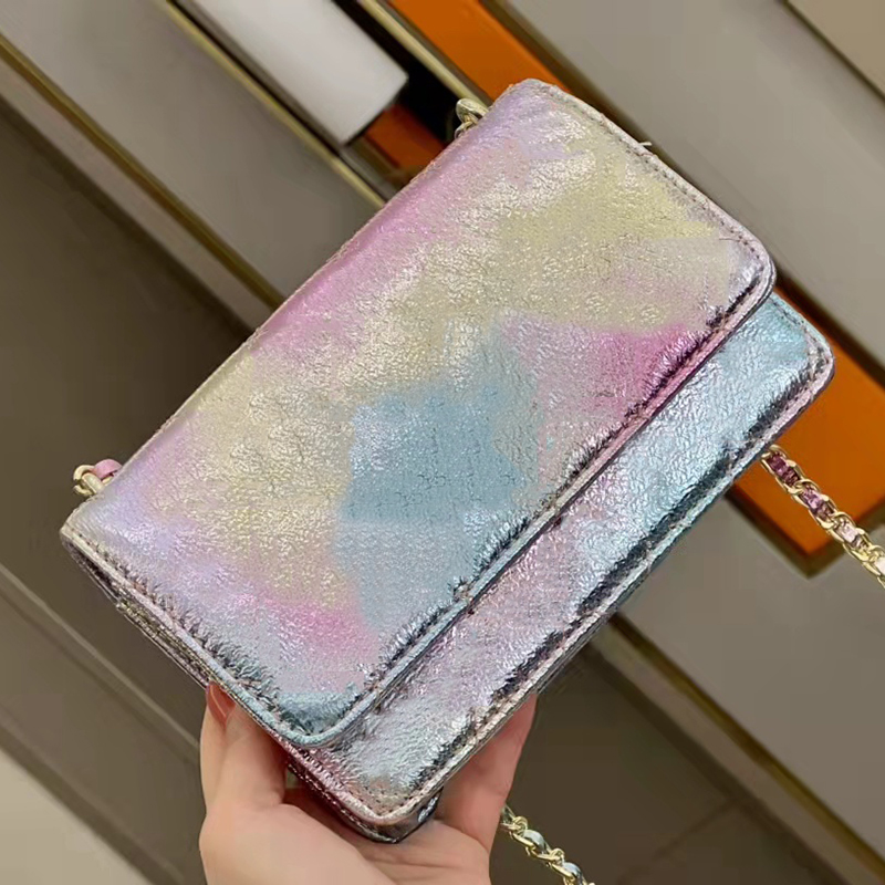 

Designer Women WOC Quilted Flap Crossbody Bag Paris Brand Diamond Lattice Rainbow Color Leather Purse Colour Messenger Shoulder Handbag Luxurys Designers Bags, Multi-color