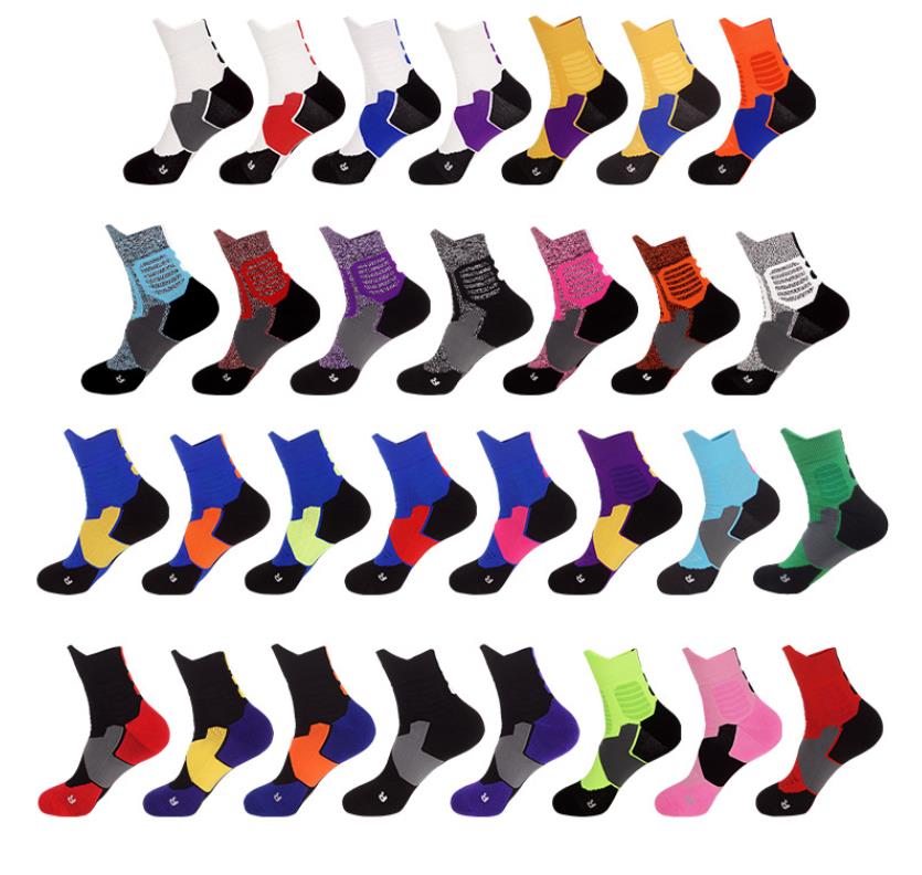 AthleticTerry Bottom Sports Socks Leisure Running Soccer Basketball Midle Crew Socks Breathable Protection for Men Women ChildrenYouth-image-759998557
