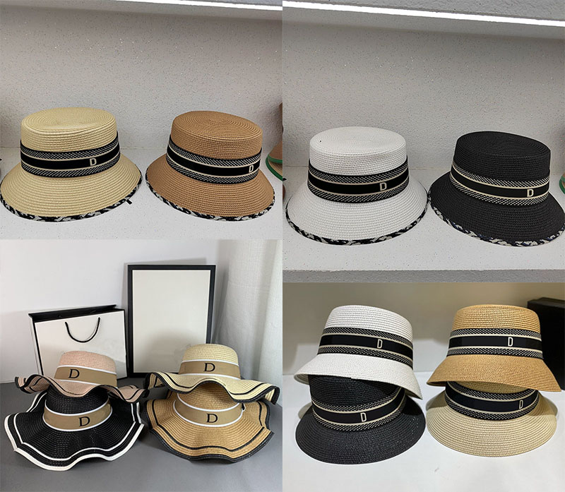 

Fashion Straw Hat Designer Elegant Gentleman Summer Sun Hats Street Cap Wide Birm Narrow Birm Ruffled Caps for Man Woman Multiple Optional, D9