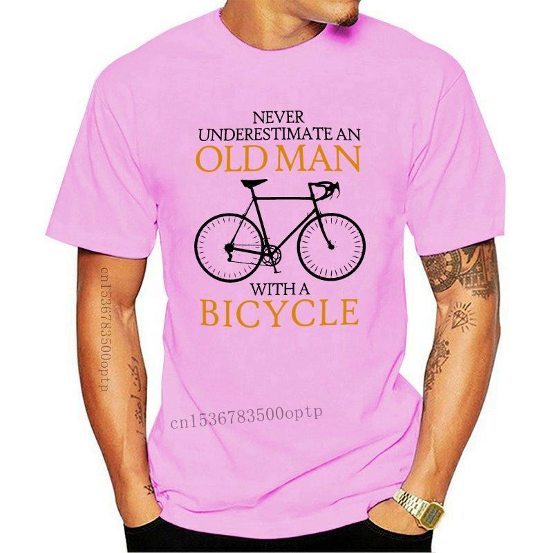 

Men's T-Shirts Never Underestimate Old Man BICYCLE Tshirt Mens Bike Retired Race Tour De 222Men's, Black