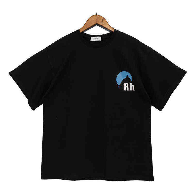 

Brand Designer t Shirt Rhude T-shirt Graphic Shirts Snow Mountain Sunset Loose Ins Trend High Street Couple Short Sleeve, Auburn