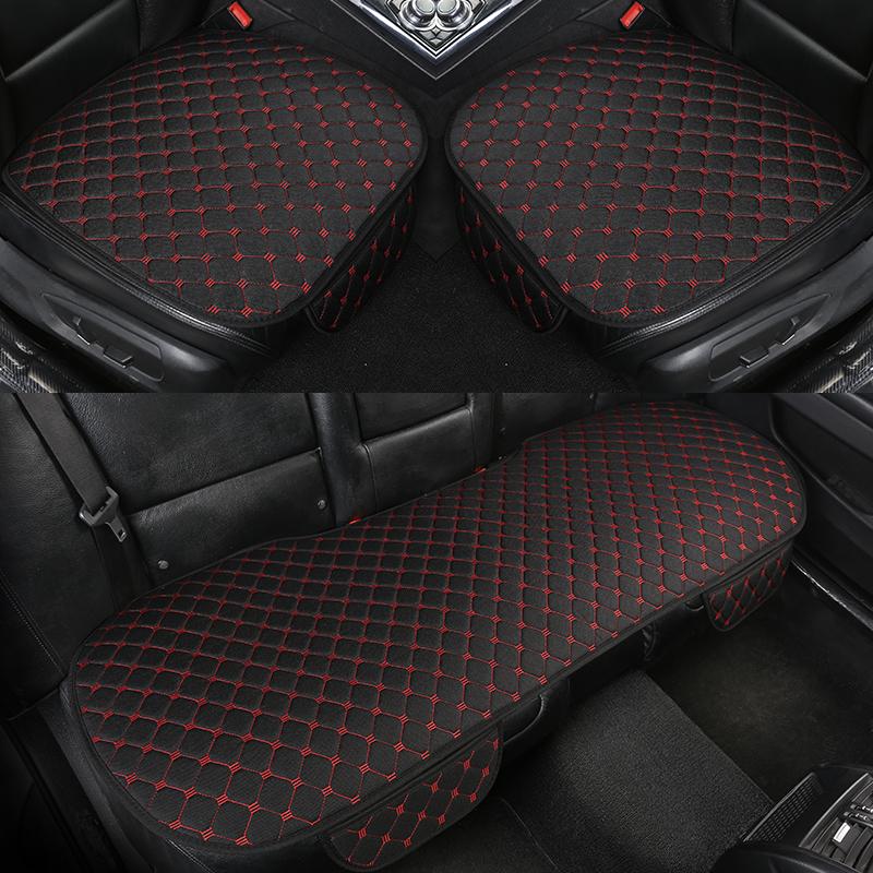 

Car Seat Covers Flax Cover Cushion Universal Front Rear Back Chair Breathable Protector Mat Pad With Pocket
