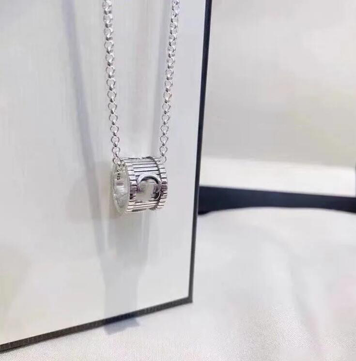 

high quality luxury jewelry gold chain pendants freeshipping bijoux designer cci original packaging Retro letter G striped ring necklace