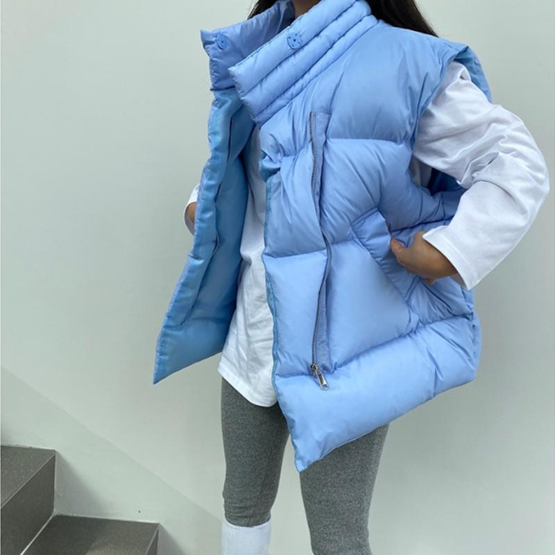 

Women's Trench Coats Women Fashion Sleeveless Vest Winter Warm Down Cotton Padded Jacket Female Chic Elegant Stand Collar Solid Puff Waistco, Black