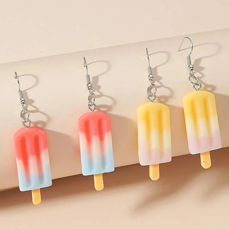 

Clip-on & Screw Back Summer Refreshing Color Lollipop Simple Fresh Earrings Fashion Creative Emulational Cream Funny Eardrop Sweet Cute Jewe