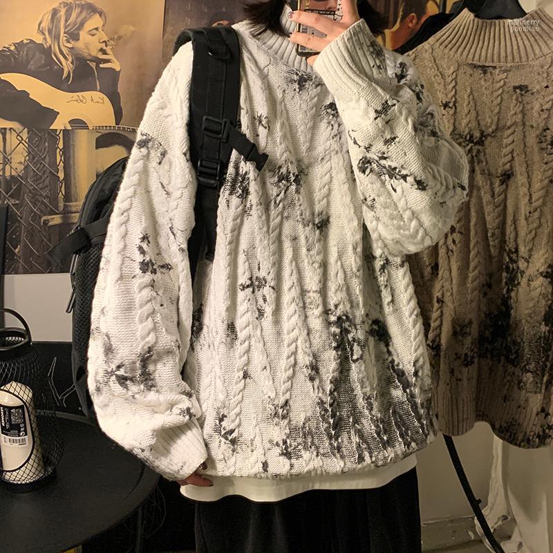 

Men's Sweaters Mens Turtleneck Jumper Knit Cotton Pullover Loose Fit Sweater Knitwear Winter Outwear Top Korean Streetwear Oversize Men Mari, White pullovers men