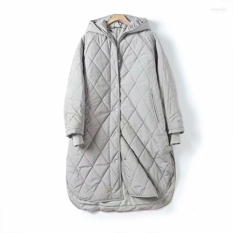 

Women's Jackets 2022 Casual Loose And Versatile Plaid Cotton Coat, Gray