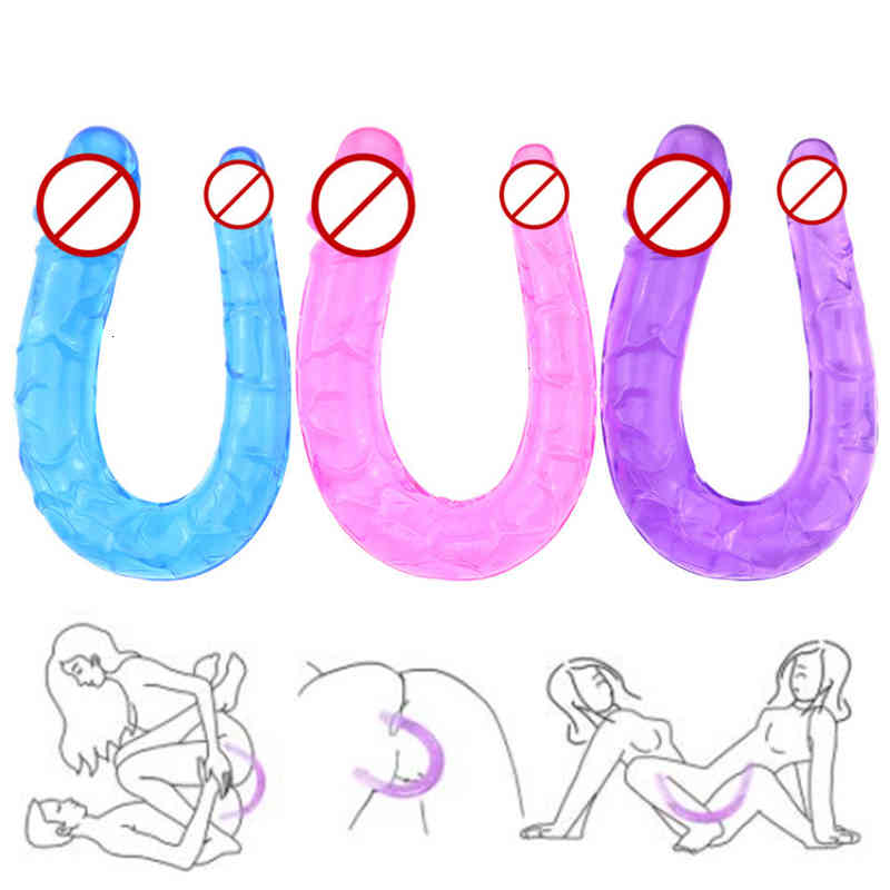 Vibrator Penis Massager Cock Sex Toys U Shape Soft Jelly Double Dildos Vagina Anal Plug Artificial Shop For Couples Women Gay Lesbian Masturbator-image-796722468