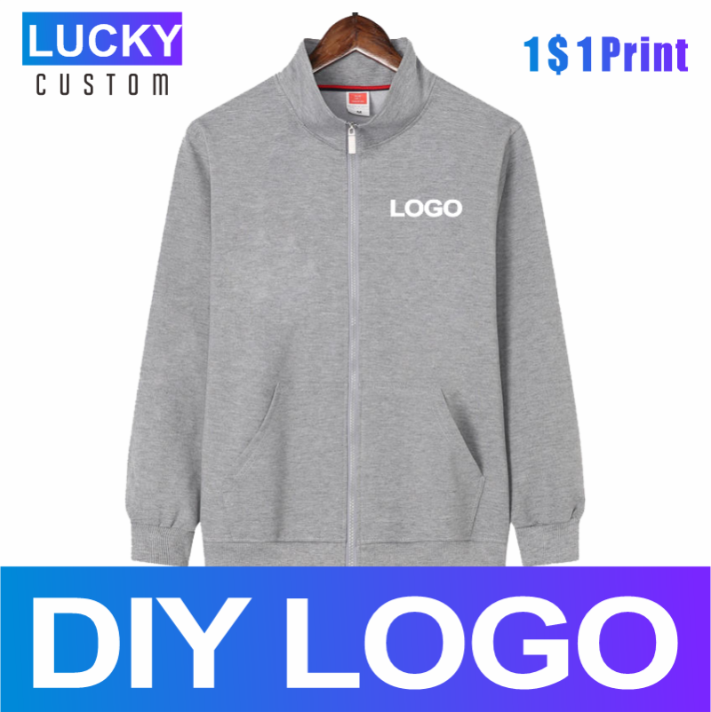 

Men's Jackets Custom Print Men Stand-Up Collar Zip Sport Sweatshirt Outdoor Sportswear Autumn Clothes Male Jacket Design Your Oown Logo, Black;brown