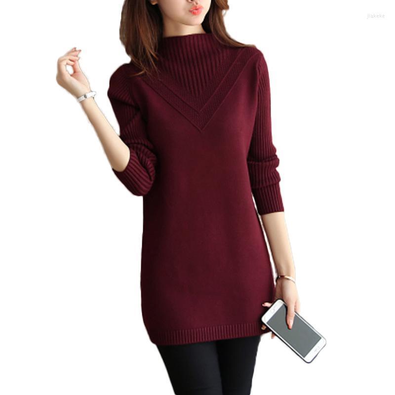 

Women' Sweaters Wholesale 2022 Autumn Winter Warm Half Turtleneck Thick One Piece Dress Long Style Sweater Lady Girl Highneck, Pink