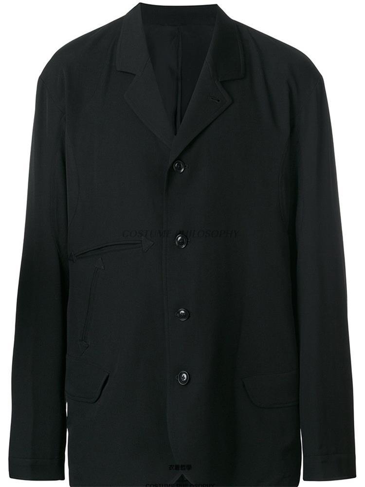 

Men' Suits & Blazers 2022 -6XL Spring Fashion Personalized Large Size Customizatio Loose Multi-pocket Suit, Black