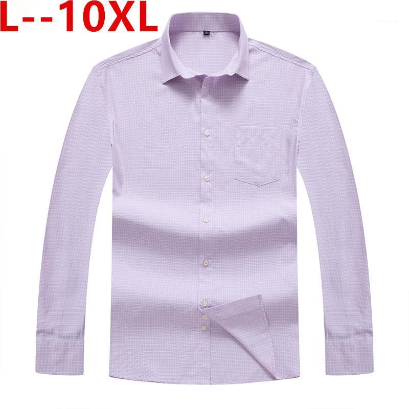 

Plaid Plus 10XL 8XL Printed Polka Dot Shirt Long-Sleeved Casual For Men Slim Fit Male Dress Shirts Camisas Masculina Men's, Blue