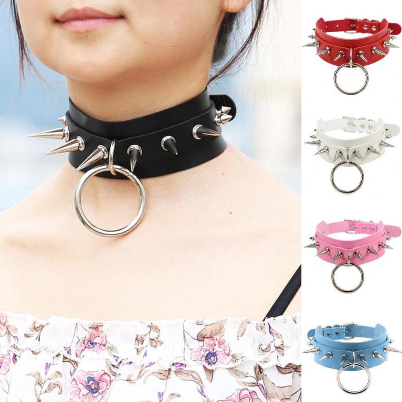 

Chokers Necklace Unbreakable Comfortable To Wear Punk Gothic Wide Studded Spike Choker