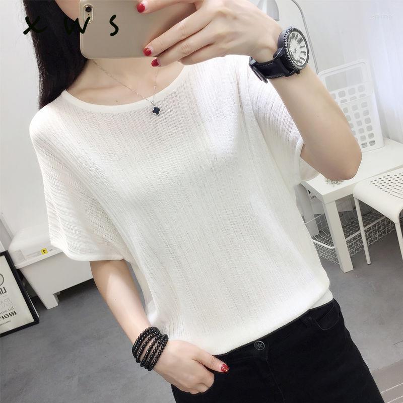 

Women's Sweaters 2022 Fashion Women Knit Black Pullover Korea Summer Ladies Loose Solid Knitwear White Elegant Cotton Female Casual Pull Jem
