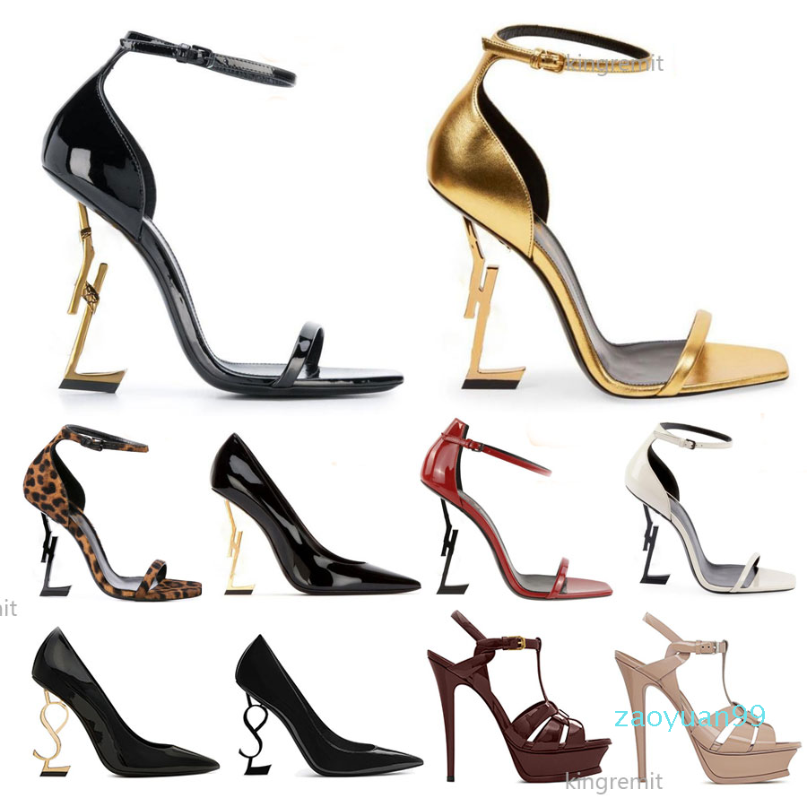 Designer Sandales OPYUM Talons aiguilles sandale Femme Open Toe talons hauts Lettres en métal Chaussures habillées Chaussure à talon en cuir Clas